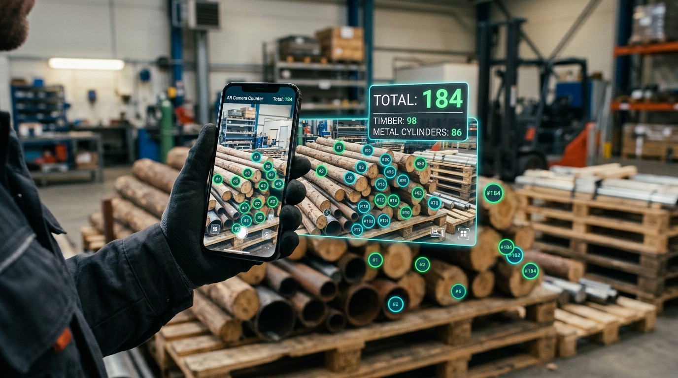 AR Camera Counter in Warehouse
