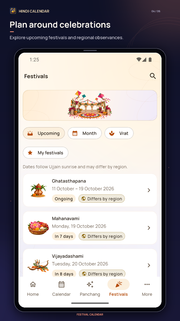 Festivals and Vrat Calendar